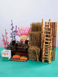 Hotel Tray Decorative Ornaments Creative Seafood Posture Mold Japanese Sashimi Decoration Bamboo Fence Swing Plate Surrounding Border Flowers and Plants