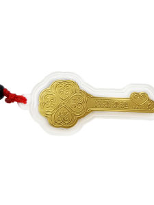 Lucky Four Leaf Clover Pendant Wealth Golden Key Small Gold Bar Handheld Gift for New Year Opening Event Promotional Activity