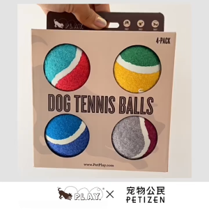 P.L.A.Y. Dog Tennis Balls | Pack of 4 Floating Squeaky Fetch Balls for Light Chewers