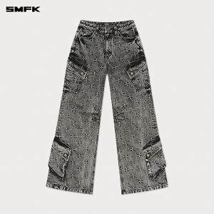 SMFK | Cotton Washed Multiple Pockets Loose Fit Jeans