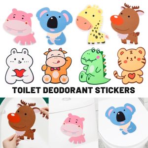 3/4pcs Cute Cartoon Animal Pattern Toilet Deodorant Sticker Toilet Toilet Cover Decoration Sticker