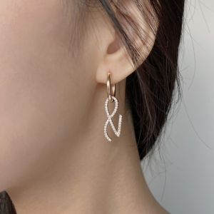 Golden JK Earrings Jung Kook Special-Interest Design Neutral New Arrival Full Diamond Girlfriends Gift Earrings BM Fashion
