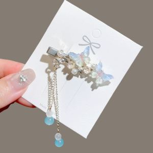 Gradual Butterfly Tassel Hair Clip Womens Duckbill Side Parting Hair Clamp Korean Style Fashion Hair Accessories Hairpin