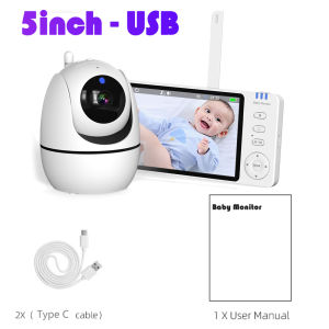 Baby Monitor 5inch With HD Camera PTZ Zoom Babyphone Cam Security Protection Surveillance Cameras Temperature Sensor Lullaby
