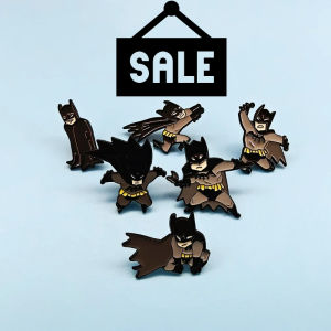 Hot Toys | 6pcs Superhero Bat Enamel Pins Set Simple Cartoon Metal Lapel Pins Classic Comic Characters Anime Brooches Badges Gifts friends