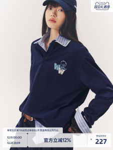 Collaboration Edition BEASTER Pattern Embroidery Color Block Polo Shirt Trendy Versatile Womens Top Cotton Polyester Blend Short Sleeve