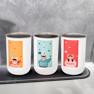 Family Three-generation Stainless Steel Toothbrush Cup Mouth Rinse Cup Couple Washing Brush Cup Household Bathroom Accessories