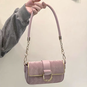 Elegant Simple Square Bag Versatile Chain Diamond Pattern Crossbody Bag Fashionable Underarm Shoulder Bag for Young Adults