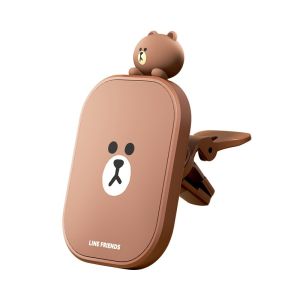 100% Authentic Line Friends Car Wireless Charger Magsafe 360° rotatable Car Phone Holder Compatible with iOS & Android Smartphone Accessories Brown LFB17
