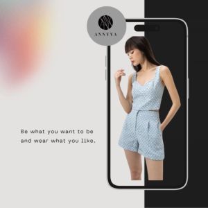 เสื้อครอปเข้ารูป คอเหลี่ยมมีซิบ ไม่มีแขน-กางเกงขาสั้น ขาพับเบิ้ล มีกระเป๋า 1 สี 6 ไซร์ สาวออฟฟิศ ปรับลดขนาดได้ | Annyya