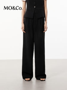 High Waist Wide Leg Casual Pants Acetate Wool Blend Summer Patchwork Drawstring Loose Straight Leg Trousers MoCo