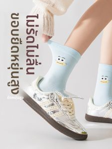 JINGCHI | ถุงเท้าผู้หญิงสีขาว ทรงบาง ถุงเท้าผ้าฝ้ายลายการ์ตูนน่ารัก ถุงเท้าข้อสั้น ถุงเท้าฤดูร้อน ถุงเท้าผ้าฝ้ายเนื้อนุ่ม ระบายอากาศได้ดี 4 คู่