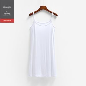 Summer Modal Camisole Dress Womens Inner Wear Bottoming Skirt Black Vest Dress Spring and Autumn Short Sleeve A- line Skirt