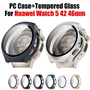 PC Case+Tempered Glass For Huawei Watch 5 42 46mm Hard Cover All-Around Screen Protector Bumper For Huawei Band 5 42 46mm Shell