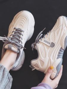 WANGGONGZHU | Womens Sporty Breathable Casual Thick Bottom Sneakers Fashionable Spring Autumn 2025 Princess Style Round Toe Rubber Sole