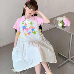 Princess Style Girls Summer Dress Korean Version Short Sleeve Midi Skirt Breathable Lightweight Comfortable Childrens Clothing