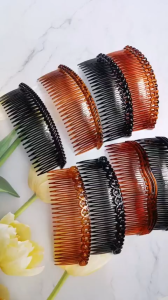 Phụ kiện cài tóc xước tóc mái hình dáng lược màu đen màu nâu hình thoi CAI12