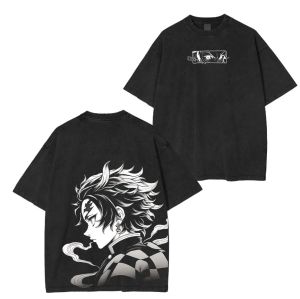 Bandai | "Demon Slayer" Anime Print T-shirt for Men and Women Pure Cotton Short-sleeved Street Style Pattern T-shirt