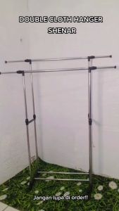 Gantungan Pakaian Double - Hitam Stand Hanger Gantungan Baju Berdiri Clothes Organizer Stand