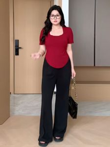 พรางหุ่น เซ็กซี่ เสื้อยืดแขนสั้นผู้หญิง ฤดูร้อนbran