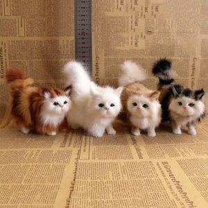 Cute Simulation Cat Plush Toys Hard Stuffed Kitten Model Fake Cat Realist Animals For Kids Girls Birthday Valentines Day Gift