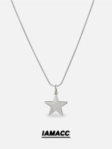 Five-Pointed Star Necklace Trendy Mens Pendant Hip-Hop Street Clavicle Chain Niche Design All-Match Sweater Sweatshirt Chain Accessories