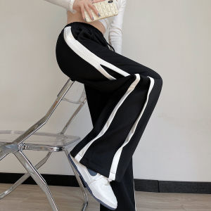 Quần Thể Thao Sọc Rộng Rãi Cho Nữ Mùa Xuân Thu Quần Dài Ống Đứng Thường Ngày Cỡ Lớn 200 Pound Quần Ống Rộng Cho Phụ Nữ Ngoại Cỡ