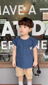 Áo thun ba lỗ tank top hàn quốc BERNIE cotton xược có túi kiểu phong cách cho bé từ 1 đến 7 tuổi
