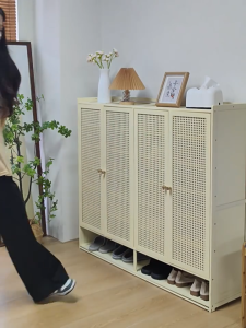 LACCOHUG Bamboo Shoe Cabinet White 2/3/4 Doors Household Large Capacity  Lemari Sepatu