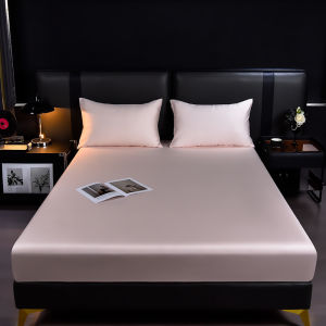 1pc Light Pink Fitted Sheet Lyocell Fiber Mattress Cover with 360 Elastic Band Breathable Silky All Season Use Bedding 180*200cm