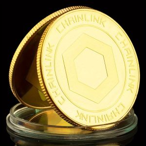 1 Piece Chrinlink Blockchain Collectible Silvery Golden Plated Souvenir Coin Collection Gift Commemorative Coin