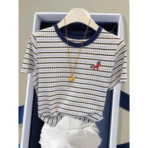 Slim Fit Stylish Korean Striped Short Sleeve T-shirt