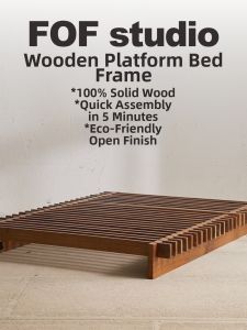 GOOFANSER | Vintage Style Solid Wood Bed Frame Tatami Design Double/Single Size