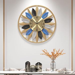 Jam Dinding Diamond Daun Biru 81cm jam dinding Aesthetic Hiasan Dinding DIY Ruang Tamu mewah
