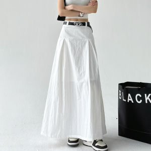 Original Design High Waist White Pleated Long A-Line Skirt for Women Spring Autumn Season Girls Fashionable Elegant Skirt