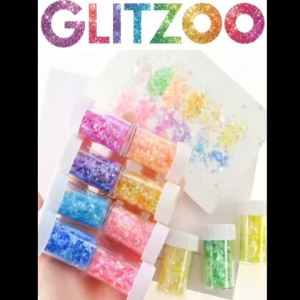 GLITZOO 12Pcs Holographic Nail Art Sequins Set Irregular Candy Color Glitter Flakes for Acrylic Gel Nails DIY Manicure