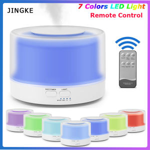 JINGKE 500ml Electric Aromatherapy Essential Oil Diffuser Ultrasonic Humidifier Air Purifier with Color Lamp has 7 Kinds of Light Color Changes and Timer Settings