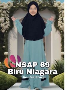 BAJU DRESS ANAK CEWEK BABY GIRLS UMUR 1 TAHUN NIBRAS NSAP 69 BIRU NIAGARA / GAMIS SET HIJAB ANAK DAILY OUTFIT FRESH & CUTE