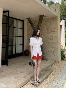 Red A-Line Mini Skirt For Petite Women