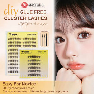 (Free Gift) SUNYWILL No Glue Natural False Eyelashes Self-adhesive Eye Lashes Comic Single Cluster Eyelash Extension Easy For Beginners