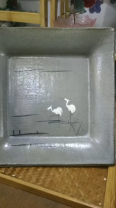 Đĩa mộc vẽ hạc nổi và tô đĩa thủy tinh Nhật🎌🎌🎌