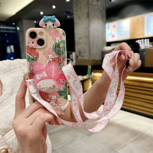 Cute Cartoon Soft Silicone Crossbody Strap Phone Case for OPPO A3PRO A93 A93S A95 A96 A97 A92S A91 A94 Grape Kuroko Phone Cover
