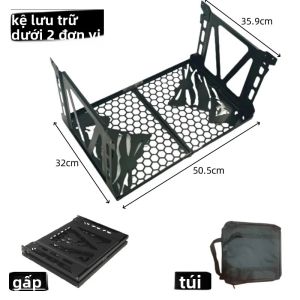 Bàn Xếp Dã Ngoại Ngoài Trời IGT 2 Ngăn Giá Treo Gấp 4 Tầng Tương Thích Với Bàn IGT Tiêu Chuẩn Hợp Kim Nhôm