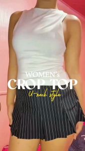 3 PCS WOMENS CROP TOP SANDO U NECK PLAIN DOUBLE LINING ASSORTED COLORS CAN FIT UP TO SMALL