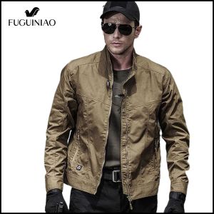 FUGUINIAO Mens Jacket Military Jacket Long Sleeve Camouflage Jacket Tactical Coat Jacket
