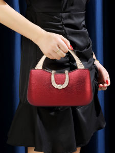 Elegant Cheongsam Evening Dress Chain Shoulder Bag Large Capacity Mobile Phone Red Envelope Handbag Fashionable Ladys Clutch