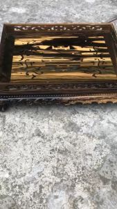 Khay trà chân quỳ gỗ mun cao cấp 45x35cm