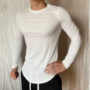 Fancy Workout Long Sleeve T-Shirt Mens Silm Stretch Pit Striped Innerwear Upper Sweatshirts Casual Slit Underwear Blouse