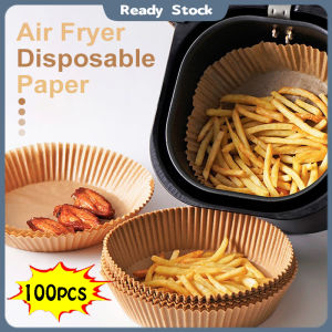 100 PCS Air Fryer Paper Liner Disposable Air Fryer Sheet Oil-proof Parchment Paper Non-Stick Air Fryer Liners Baking Paper for Air Fryer Paper for Baking Roasting Microwave