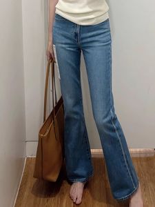 Quần Jeans Denim Ống Thẳng Ôm Vừa Cạp Cao Mùa Hè Cho Nữ Quần Dài Ôm Dáng Co Giãn Thoải Mái Thường Ngày Quần Jeans Denim
